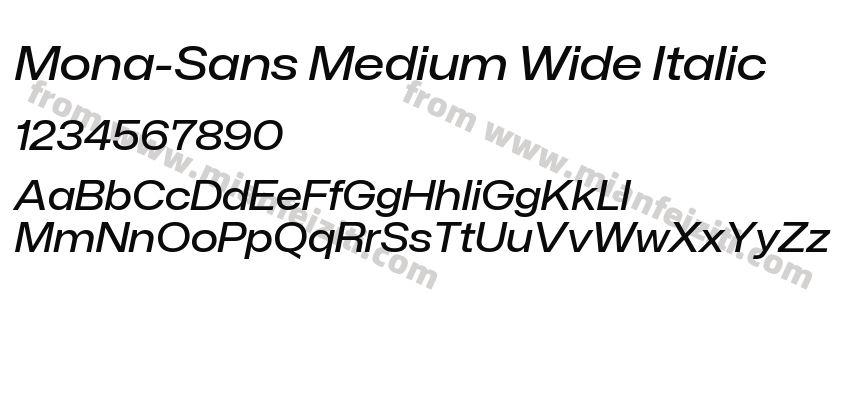 Mona-Sans Medium Wide Italic字体预览