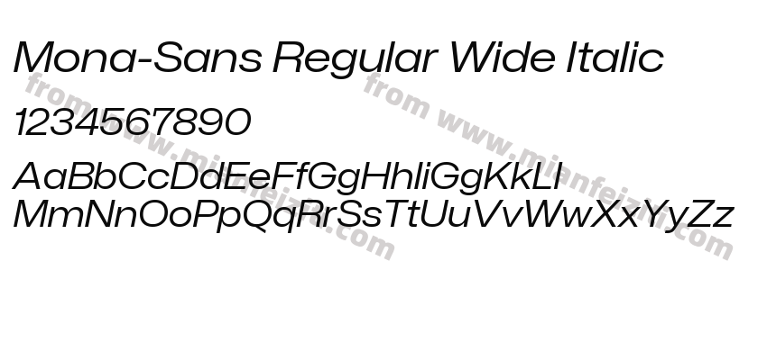 Mona-Sans Regular Wide Italic字体预览