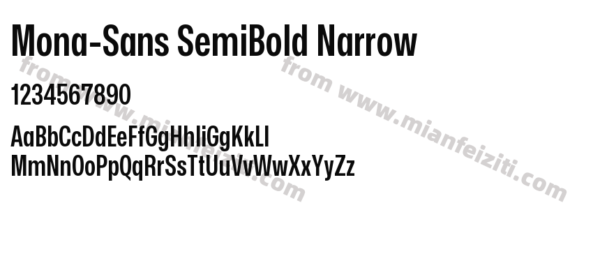 Mona-Sans SemiBold Narrow字体预览
