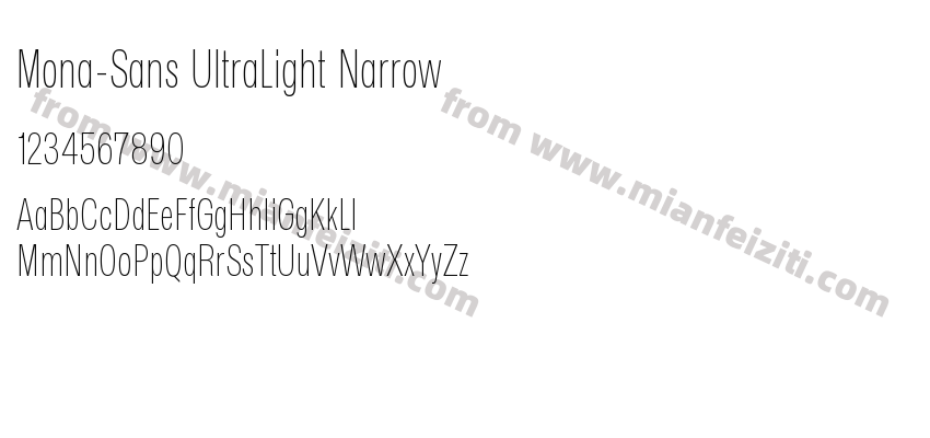 Mona-Sans UltraLight Narrow字体预览