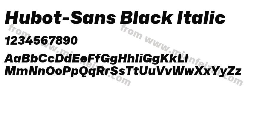 Hubot-Sans Black Italic字体预览