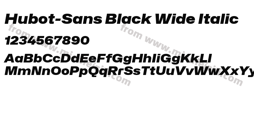 Hubot-Sans Black Wide Italic字体预览