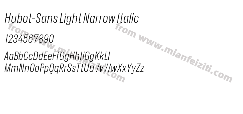Hubot-Sans Light Narrow Italic字体预览