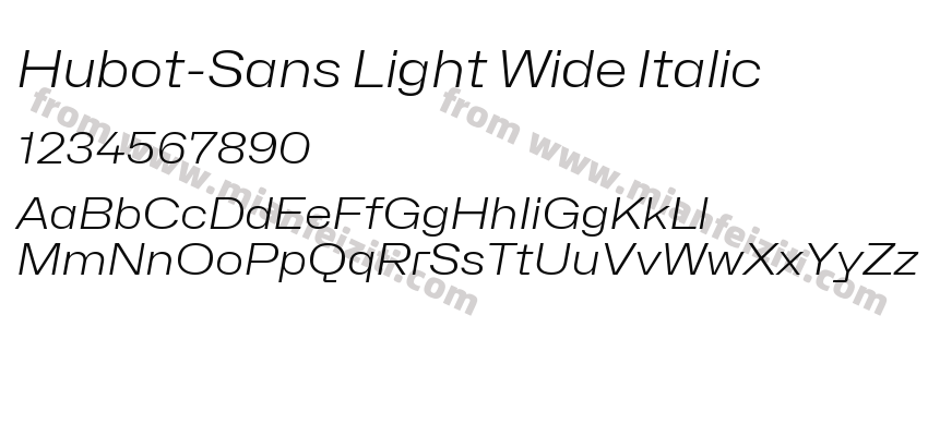 Hubot-Sans Light Wide Italic字体预览