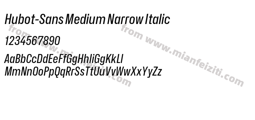 Hubot-Sans Medium Narrow Italic字体预览