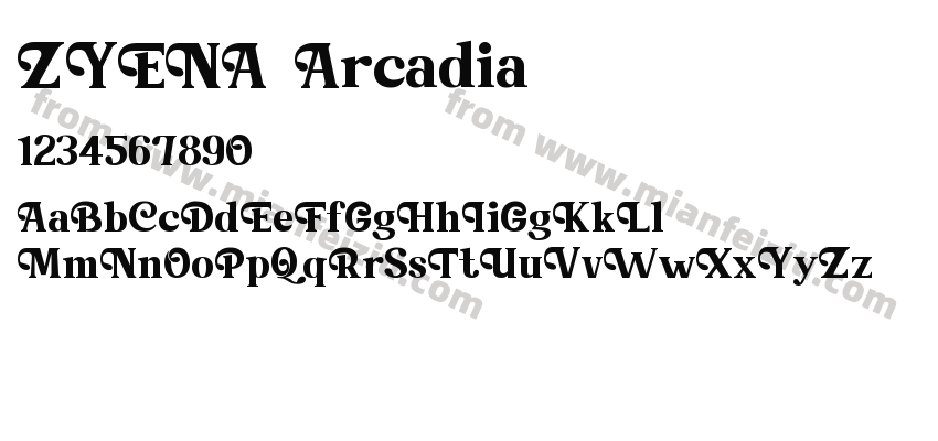 ZYENA Arcadia字体预览