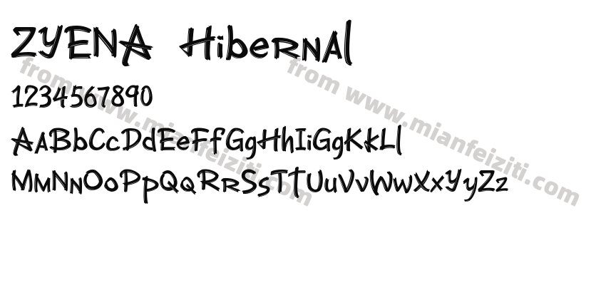 ZYENA Hibernal字体预览