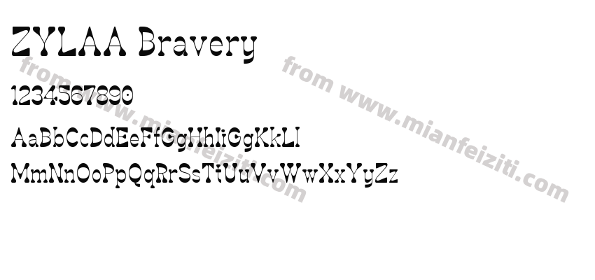 ZYLAA Bravery字体预览
