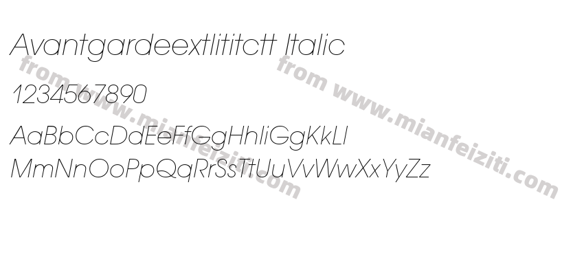 Avantgardeextlititctt Italic字体预览