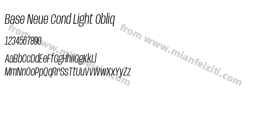 Base Neue Cond Light Obliq字体预览