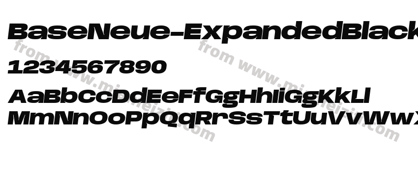 BaseNeue-ExpandedBlackOblique字体预览