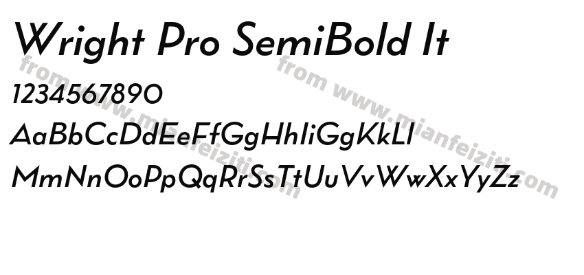 Wright Pro SemiBold It字体预览