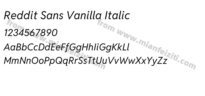 Reddit Sans Vanilla Italic字体预览