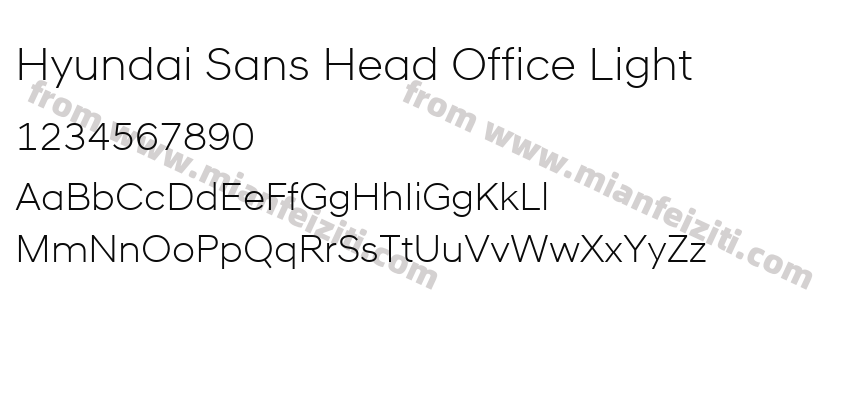 Hyundai Sans Head Office Light字体预览