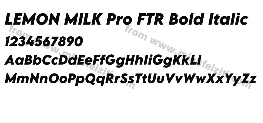 LEMON MILK Pro FTR Bold Italic字体预览