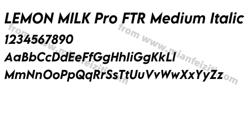 LEMON MILK Pro FTR Medium Italic字体预览