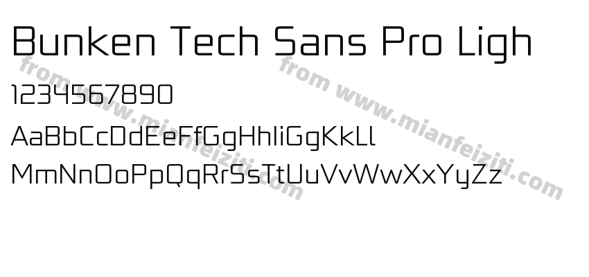 Bunken Tech Sans Pro Ligh字体预览