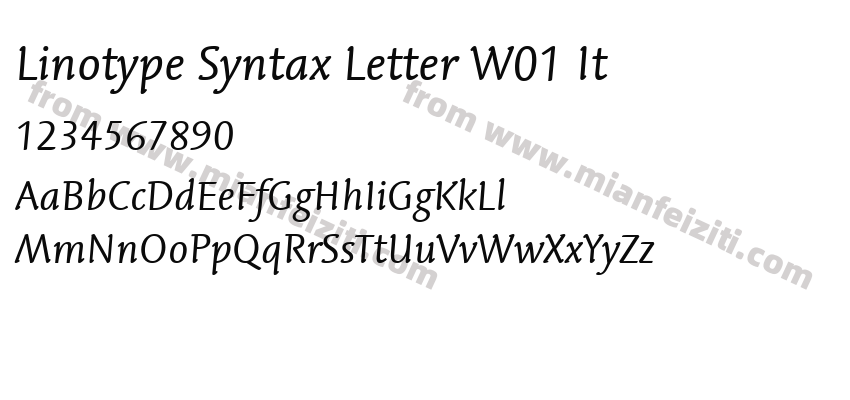 Linotype Syntax Letter W01 It字体预览