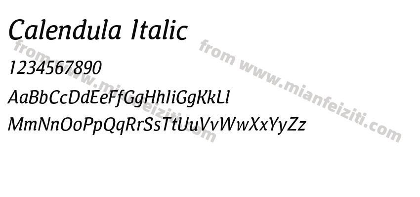 Calendula Italic字体预览