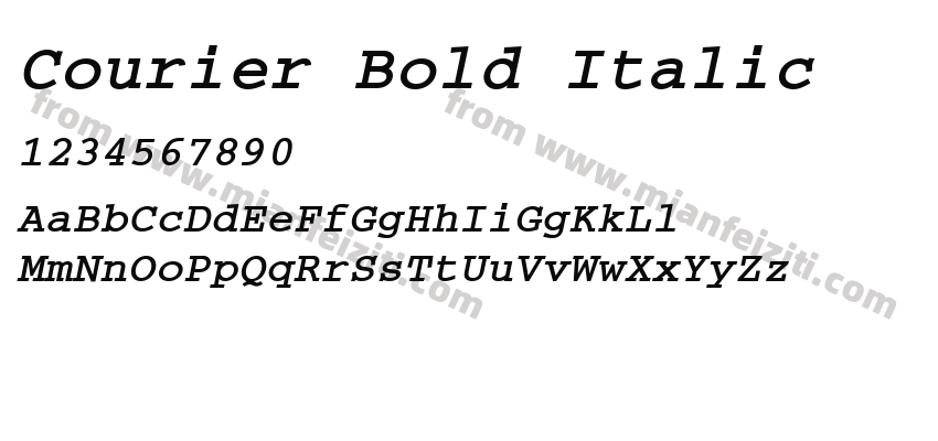 Courier Bold Italic字体预览