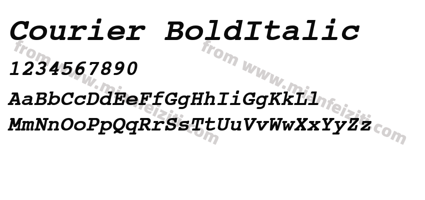 Courier BoldItalic字体预览