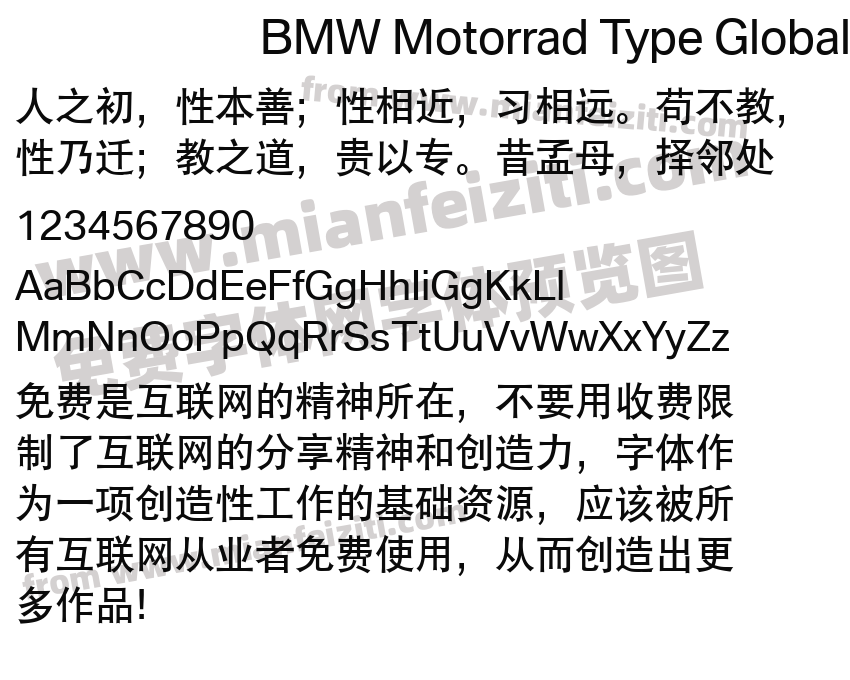 BMW Motorrad Type Global Pro Regular字体预览