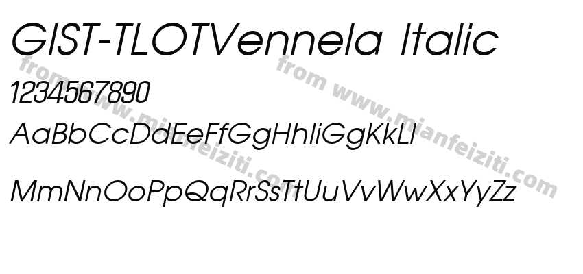 GIST-TLOTVennela Italic字体预览