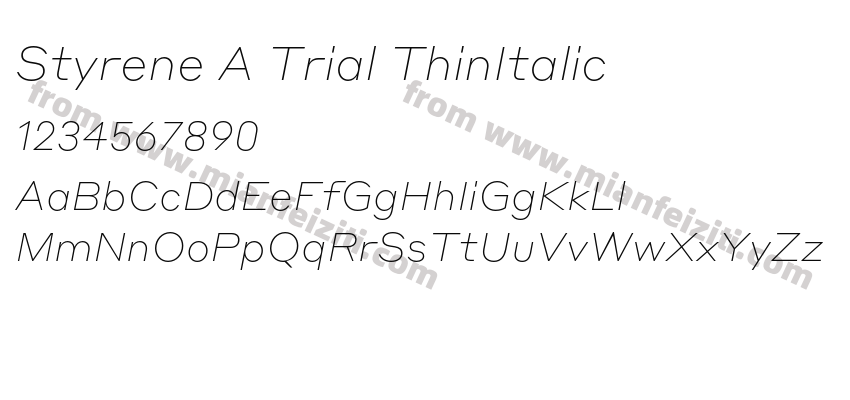 Styrene A Trial ThinItalic字体预览