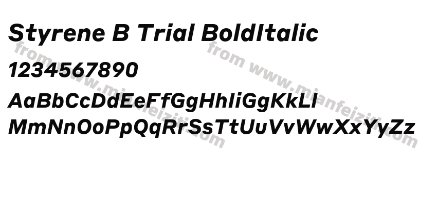 Styrene B Trial BoldItalic字体预览
