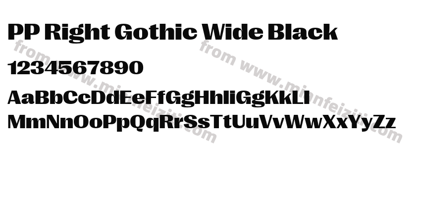 PP Right Gothic Wide Black字体预览