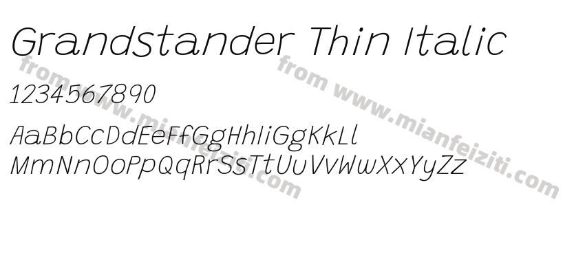 Grandstander Thin Italic字体预览