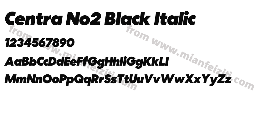 Centra No2 Black Italic字体预览
