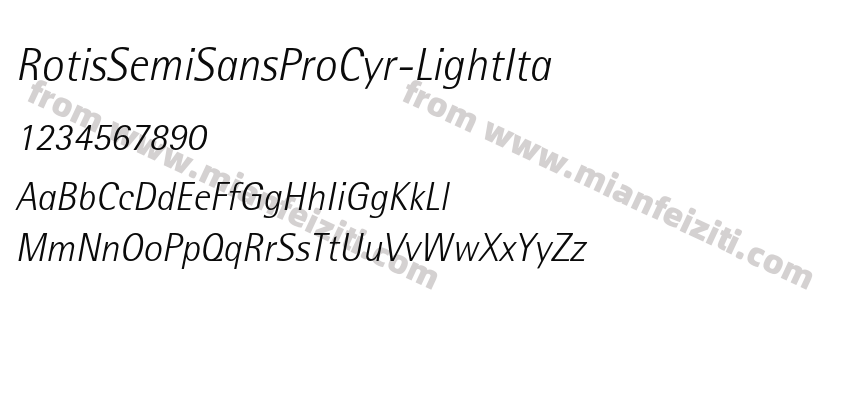 RotisSemiSansProCyr-LightIta字体预览