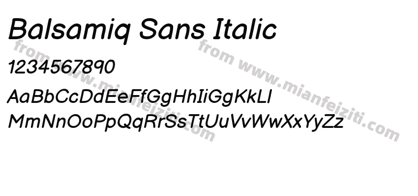 Balsamiq Sans Italic字体预览