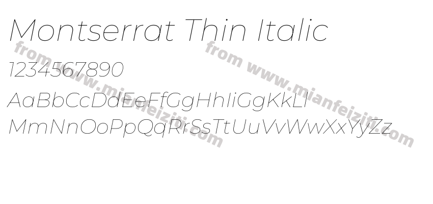 Montserrat Thin Italic预览图2