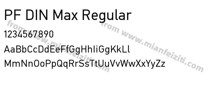 PF DIN Max Regular字体预览
