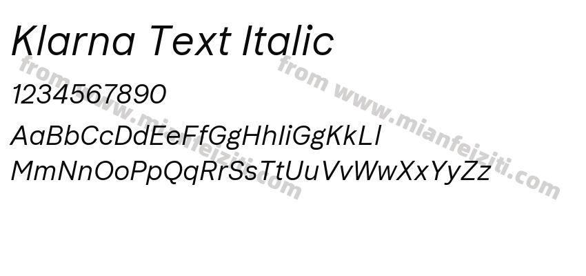 Klarna Text Italic字体预览