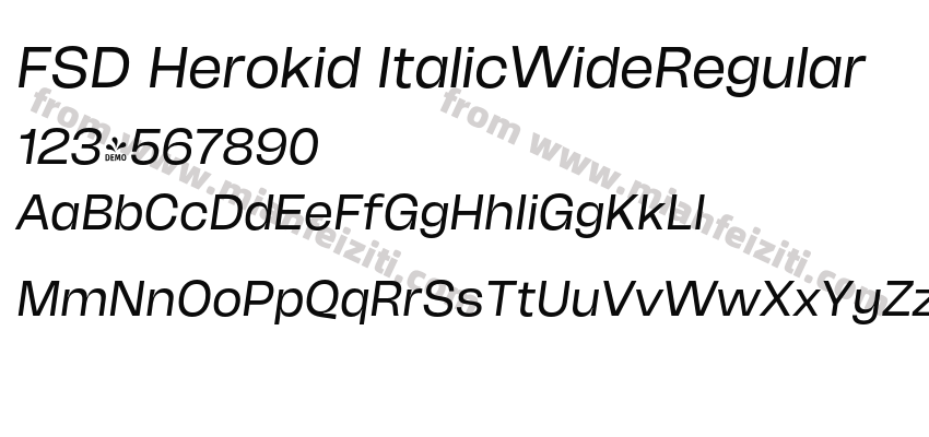 FSD Herokid ItalicWideRegular字体预览