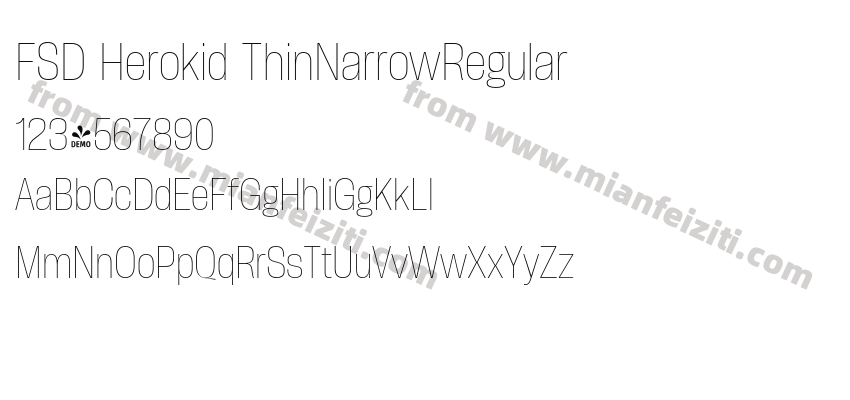 FSD Herokid ThinNarrowRegular字体预览