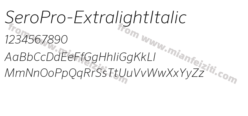 SeroPro-ExtralightItalic字体预览