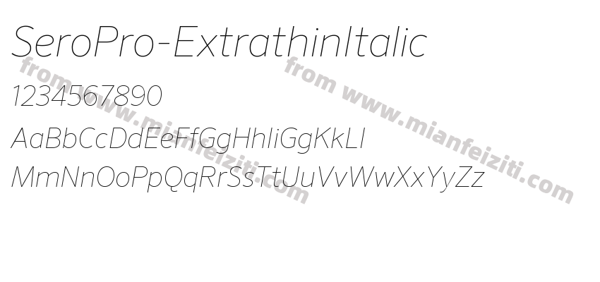SeroPro-ExtrathinItalic字体预览