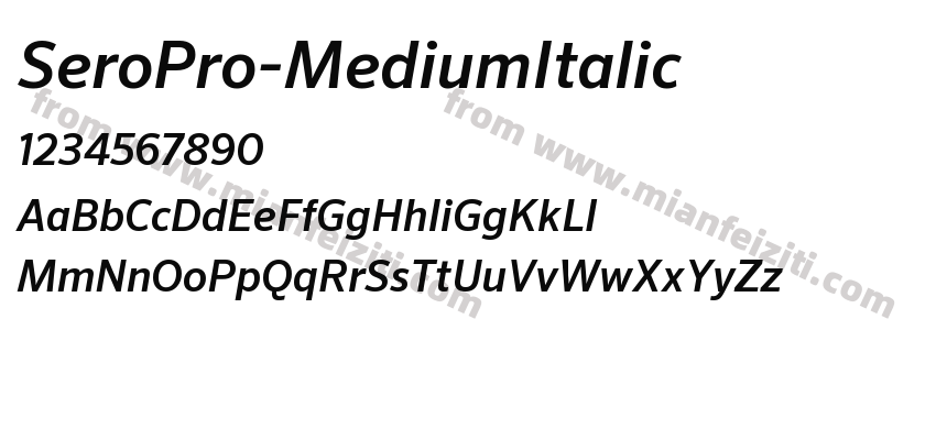 SeroPro-MediumItalic字体预览