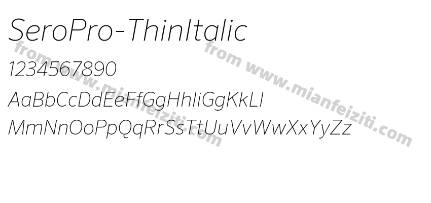 SeroPro-ThinItalic字体预览