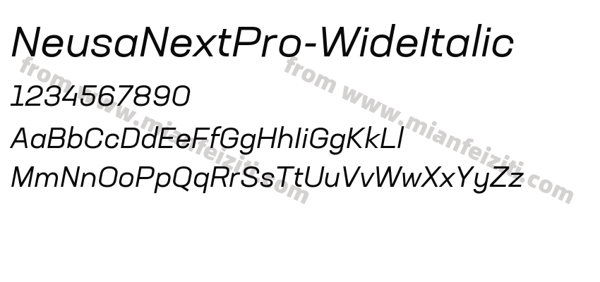 NeusaNextPro-WideItalic字体预览