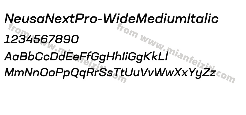 NeusaNextPro-WideMediumItalic字体预览