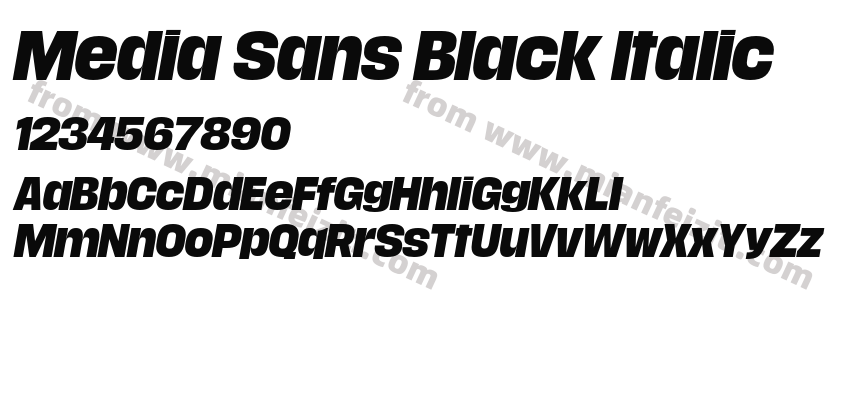 Media Sans Black Italic字体预览