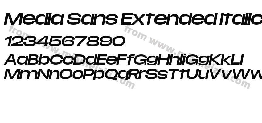 Media Sans Extended Italic字体预览