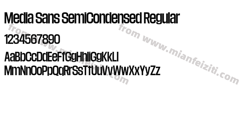 Media Sans SemiCondensed Regular字体预览