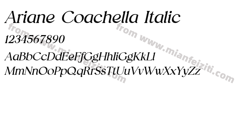 Ariane Coachella Italic字体预览