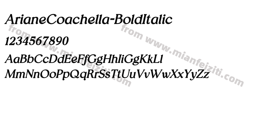 ArianeCoachella-BoldItalic字体预览